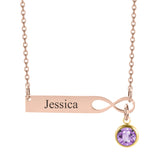Stainless Steel Bar Engrave Pendant Necklace Custom Nameplate Infinite Loop Birthstone Necklace Personalized Gift Dropshipping