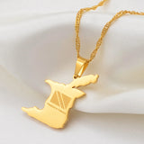 Anniyo Trinidad and Tobago Map Flag Pendant and Necklace Gold Color Trendy Jewelry @000421