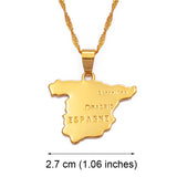 Anniyo Spain Map Pendant & Necklace Chain for Women Men Gold Color Jewelry ESPAGNE #007110