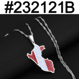Anniyo Peru Map With Flag Pendant Necklaces Peruvian Jewelry #232121