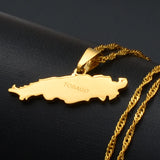 Anniyo Trinidad Tobago Island Map Pendant Necklaces for Women Girls Maps Jewelry @035121