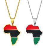 Anniyo RED BLACK GREEN African American Flag Pendant Necklaces Africa Map Chains Jewelry #165721