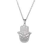 LIKGREAT Hand of Fatima Hamsa Pendant Necklace for Women Stainless Steel Classic Evil Eye Charms Choker Jewelry Gifts
