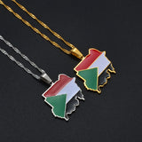 Anniyo Republic of the Sudan Map Flag Pendant Necklaces Silver Color/Gold Color Jewelry Ethnic  #209021
