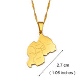 Anniyo Rwanda Map With Cities Gold Color/Silver Color Charm Pendant Necklace Rwandans Jewelry African Women Girls #233821