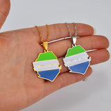 Anniyo Sierra Leone Map With Flag Pendant Necklaces for Women Jewelry Gold Color Sierra Leonean Maps #176221