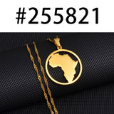 Anniyo Round Africa Map Pendant Necklaces Women Charm Traditional Cultural Ornaments Jewelry Nigeria Congo Sudan Zambia #255821