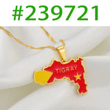 Anniyo Tigray Region Map Flag of Ethiopia Pendant Necklaces Jewelry for Women Girls #239621
