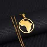 Anniyo Round Africa Map Pendant Necklaces Women Charm Traditional Cultural Ornaments Jewelry Nigeria Congo Sudan Zambia #255821