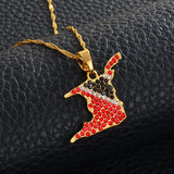 Anniyo Trinidad and Tobago Map Rhinestone Pendant Necklaces Trinidad & Tobago Jewelry Ethnic  @237206