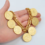Anniyo Turkish Coin Bracelet for Women Men Turkey's Ancient Coins Banglet Turk Jewelry Gold and Silver Color  #122601