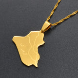 Anniyo Republic Of Iraq Map Pendant Necklace Silver Color/Gold Color Iraqi Jewelry #007921