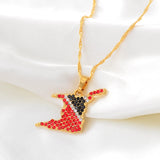 Anniyo Trinidad and Tobago Map Rhinestone Pendant Necklaces Trinidad & Tobago Jewelry Ethnic  @237206