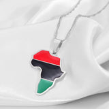 Anniyo RED BLACK GREEN African American Flag Pendant Necklaces Africa Map Chains Jewelry #165721