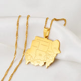 Anniyo Republic of the Sudan Map and Cities Pendant Necklace North Sudan Jewelry @214521