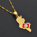 Anniyo Tunisie Map Pendant Necklace Tunisienne Jewelry Tunisia Maps #006810