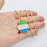 Anniyo Sierra Leone Map Flag White Stone Pendant Necklaces for Women Men Gold Color Sierra Leonean Maps Jewelry @252406