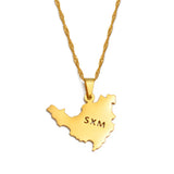Anniyo Sint Maarten & Saint-Martin Island Pendant Necklace SXM Saint Martin Gold Color Jewelry #251121