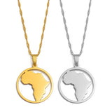 Anniyo Round Africa Map Pendant Necklaces Women Charm Traditional Cultural Ornaments Jewelry Nigeria Congo Sudan Zambia #255821