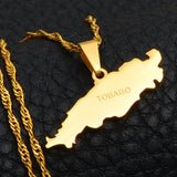 Anniyo Trinidad Tobago Island Map Pendant Necklaces for Women Girls Maps Jewelry @035121