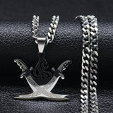 Arabic Retro Imam Ali Sword Muslim Islam Knife Chain Necklaces Stainless Steel Necklace Men/Women Gold Color Jewelry N3435S05