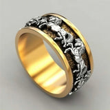 Wholesale Trendy 2 Colors New Galloping Horse Animal Ring Pentium Mustang and Rings Men's Rings Jewelry
