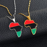 Anniyo RED BLACK GREEN African American Flag Pendant Necklaces Africa Map Chains Jewelry #165721