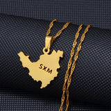 Anniyo Sint Maarten & Saint-Martin Island Pendant Necklace SXM Saint Martin Gold Color Jewelry #251121