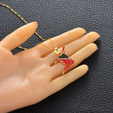 Anniyo Trinidad and Tobago Map Rhinestone Pendant Necklaces Trinidad & Tobago Jewelry Ethnic  @237206