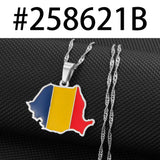Anniyo Romania Map Flag Pendant Necklaces Silver Color/Gold Color Romanian Jewelry Ethnic @258621