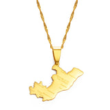Anniyo Republic of the Congo Map & City Name Charm Pendant Necklaces Brazzaville Ethnic Ornament Jewelry #175921