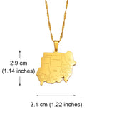 Anniyo Republic of the Sudan Map and Cities Pendant Necklace North Sudan Jewelry @214521