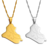 Anniyo Republic Of Iraq Map Pendant Necklace Silver Color/Gold Color Iraqi Jewelry #007921