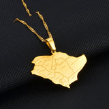 Anniyo Saudi Arabia Map With Cities Name Pendant Necklaces Charm Saudi Jewelry for Gold/Silver Color @234121