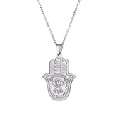 LIKGREAT Hand of Fatima Hamsa Pendant Necklace for Women Stainless Steel Classic Evil Eye Charms Choker Jewelry Gifts