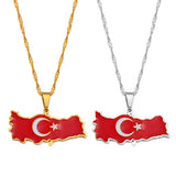 Anniyo Turkey Map Flag Necklace Pendant Women Turkish Silver Color/Gold Color Jewelry Turkiye Cumhuriyeti #208121