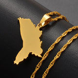 Anniyo The Republic of Moldova Map Pendant & Necklaces for Women Country Maps Jewelry Moldovan  #022121