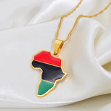 Anniyo RED BLACK GREEN African American Flag Pendant Necklaces Africa Map Chains Jewelry #165721
