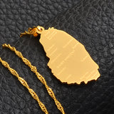 Anniyo ST. Vincent Map With City Name Pendant Thin Chain Necklaces Gold Color Saint Vincent Maps Jewelry #121321