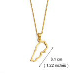 Anniyo Outline Liban Map Pendant Necklaces Jewelry Lebanon Map Chain Necklaces #262121