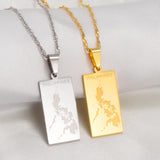 Anniyo Philippines Map Pendant Necklaces for Women Girls,Country Maps Pilipinas Jewelry #231921