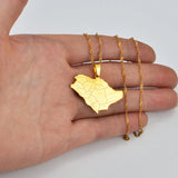 Anniyo Saudi Arabia Map With Cities Name Pendant Necklaces Charm Saudi Jewelry for Gold/Silver Color @234121