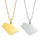Anniyo Saudi Arabia Map With Cities Name Pendant Necklaces Charm Saudi Jewelry for Gold/Silver Color @234121