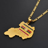 Anniyo the Republic of Uganda Map Pendant Necklace Gold Color Jewelry Uganda National Flag #003210