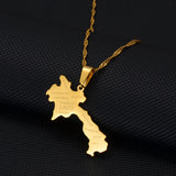 Anniyo The Lao People’s Democratic Republic Map Pendant Necklaces Laos Jewelry #234521