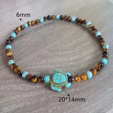Turtle Turquoise Foot Bracelet Tiger Eye Stone Anklets Men Women Handmade Beach Anklets Evil Eye Ankle Bracelet