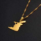 Anniyo Trinidad and Tobago Map Heart Pendant Necklace Gold Color Jewelry @245521