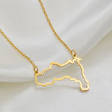 Anniyo Outline Map Tigray State Ethiopian Pendant Necklaces Stainless Steel African Jewelry for Women Girls #251921