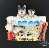 Switzerland Snow Mountain Lovers Squirrel Skiing 3D Fridge Magnets Tourism Souvenirs Refrigerator Magnetic Stickers Gift