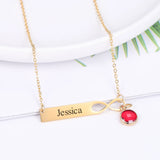 Stainless Steel Bar Engrave Pendant Necklace Custom Nameplate Infinite Loop Birthstone Necklace Personalized Gift Dropshipping